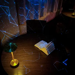 星座の投影の下のテーブル席